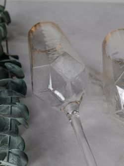 Набор бокалов для шампанского, 2шт 300мл, с золотой каймой