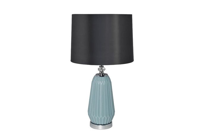 Лампа настольная из голубого стекла (серый абажур) Garda Decor 22-87819