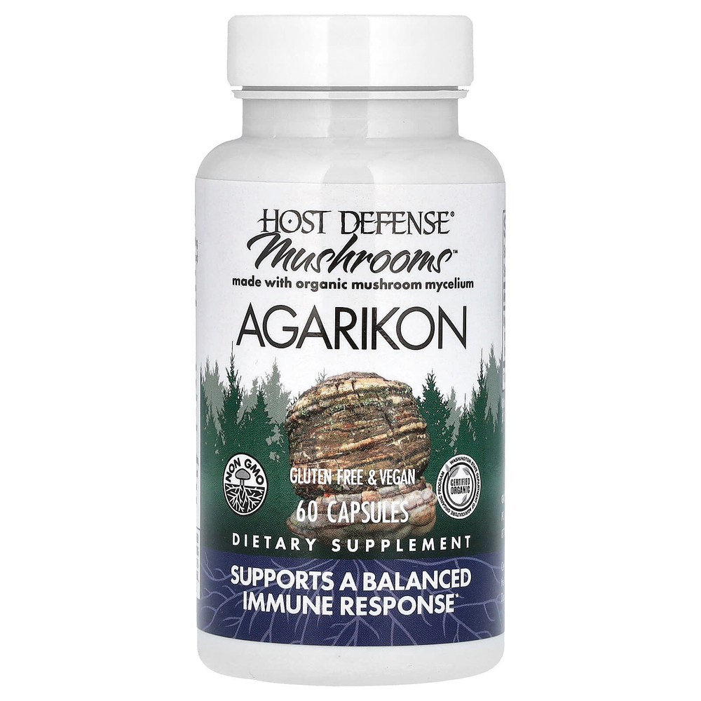 Host Defense, Mushrooms™, агарик, 60 капсул (500 мг в 1 капсуле)