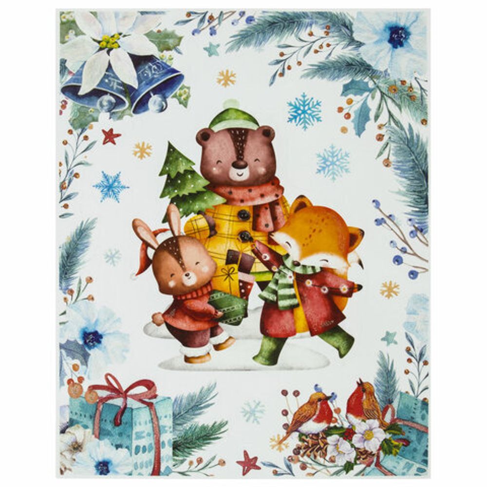 Наклейка для окон двусторонняя МНОГОРАЗОВАЯ 30х38 см, "Весёлые зверята", ЗОЛОТАЯ СКАЗКА, 591924