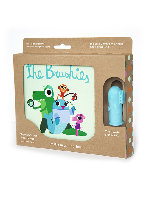 Набор Детская зубная щетка на пальчик The Brushies (0-4г) Вилла и Книга со сказками