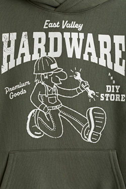 H&M Толстовка с капюшоном и принтом, хаки