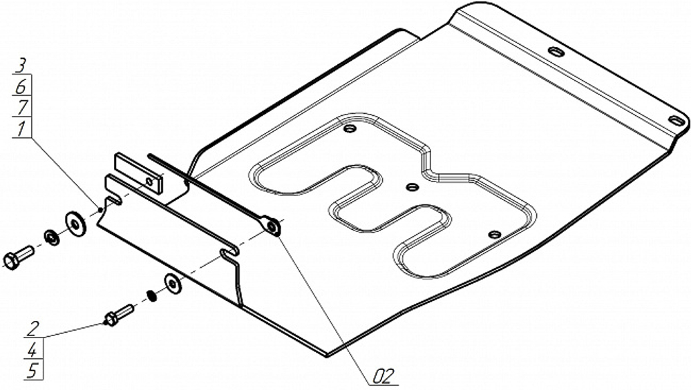 Защита заднего электромотора. 4 мм, Алюминий для Li Auto L6 2024-н.в., Motodor.349905