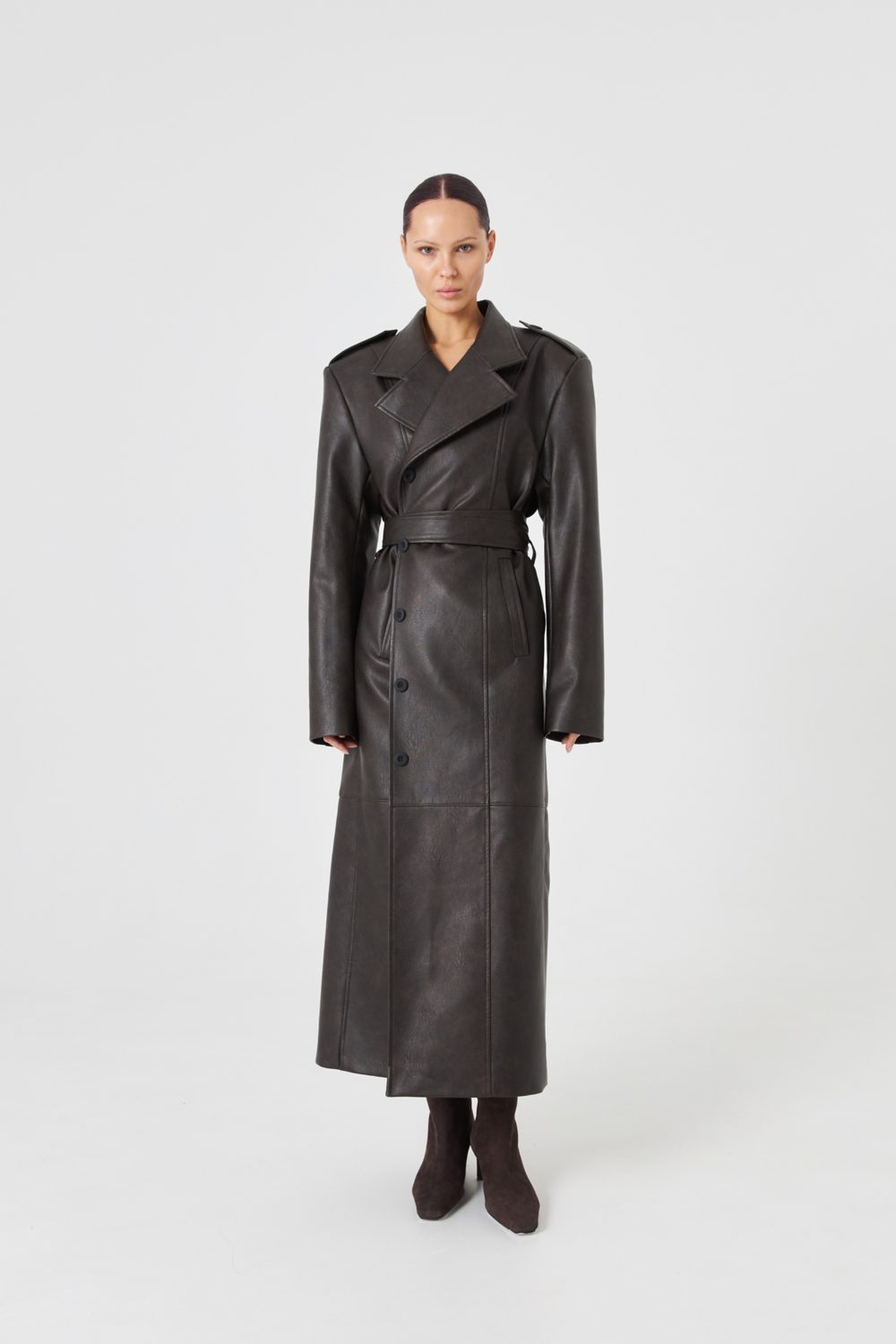 Тренч из эко-кожи "Brown"