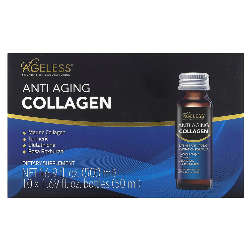 Ageless Foundation Laboratories, антивозрастной коллаген, 10 флаконов, по 50 мл (1,69 жидк. унции)