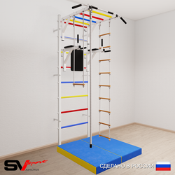 Шведская стенка Sv Sport усиленная 6474 (Турник рукоход/Брусья/Канат/Лестница/Трапеция/Мат 1м)