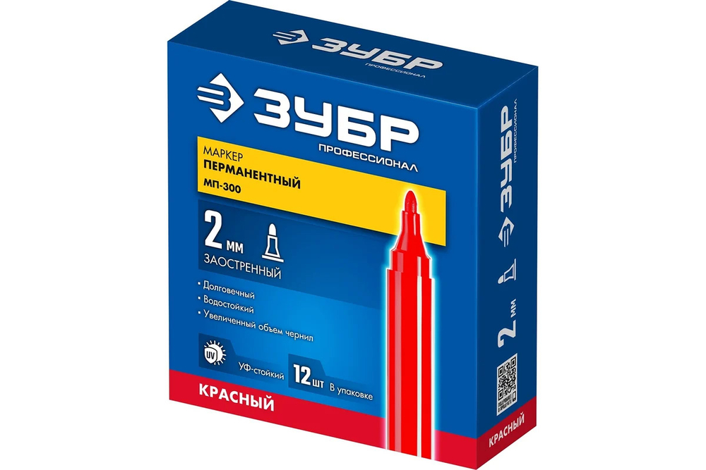 Маркер перманентный Красный заостренный Профессионал МП-300 ЗУБР 2мм