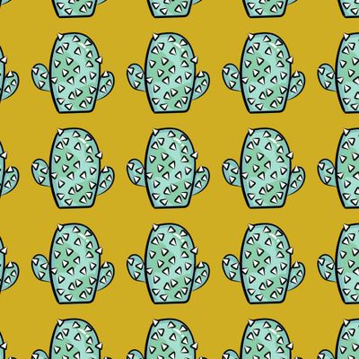 кактусы на желтом фоне