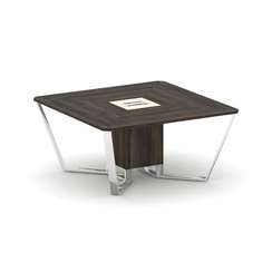 Steel Meet Стол переговорный квадратный MMK-PR.B.SP-08 Дуб Мали/Ваниль Глянец/Нержавеющая Сталь/Хром