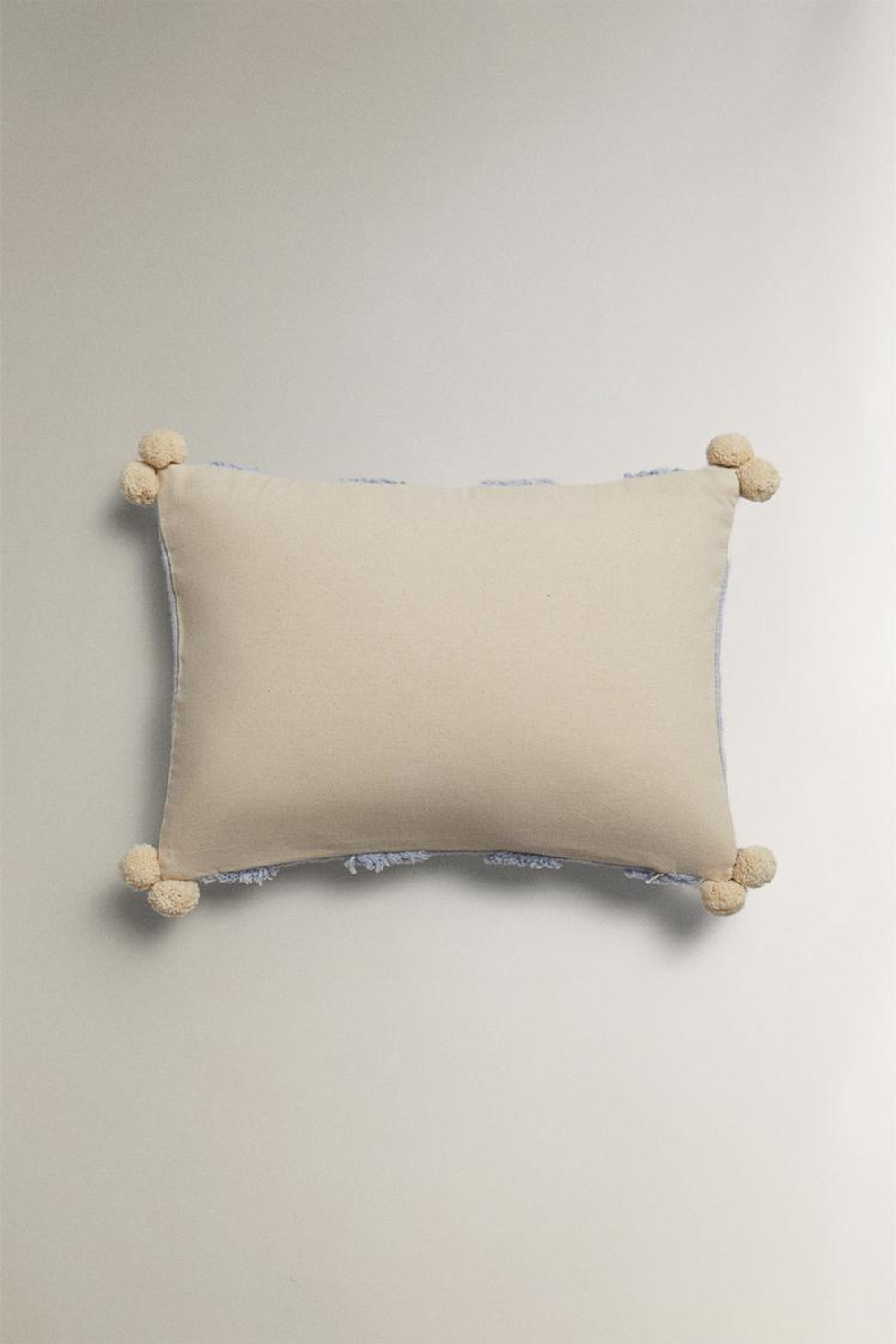 ZARA HOME ЧЕХОЛ ДЛЯ ДЕКОРАТИВНОЙ ПОДУШКИ С ПОМПОНОМ, СИНИЙ
