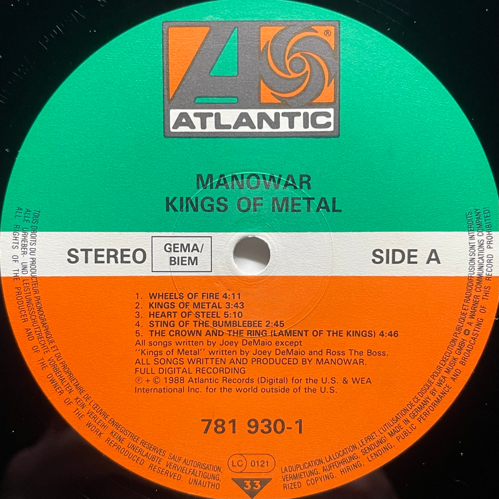 Manowar ‎– Kings Of Metal (Германия 1988г.)