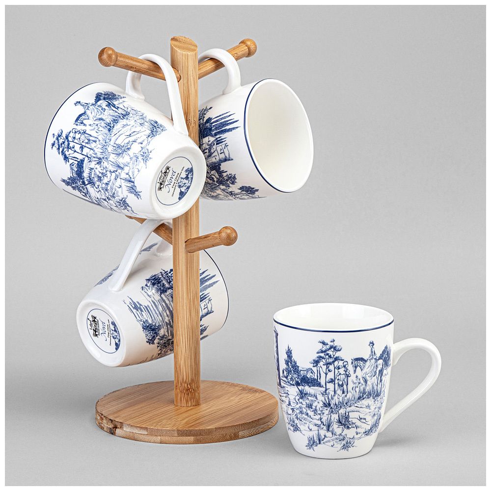 НАБОР КРУЖЕК LEFARD "NOVEL" НА ДЕРЕВ. ПОДСТАВКЕ 4 ШТ. 380 МЛ (КОР=6НАБ.)