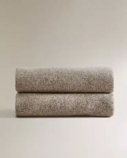 ZARA HOME ПЛЕД С БАХРОМОЙ, СЕРЫЙ