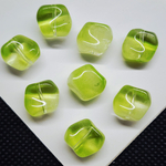 Бусина квадрат, волна, стеклянные, зелёные, салатовые, 10мм, штучно