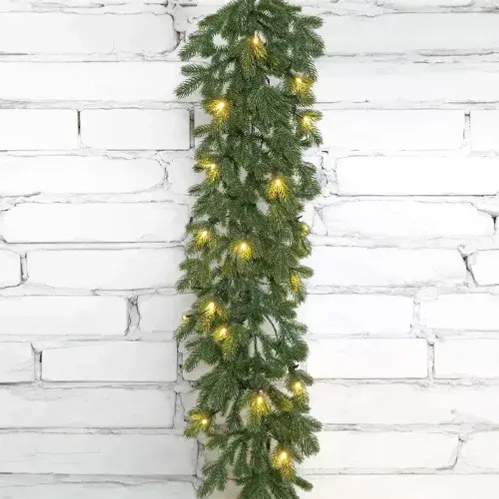 Хвойная ветвь Чарующая 180*30 см., 48 теплых-белых LED ламп, 100% литая хвоя, ЕлкиТорг (52092)