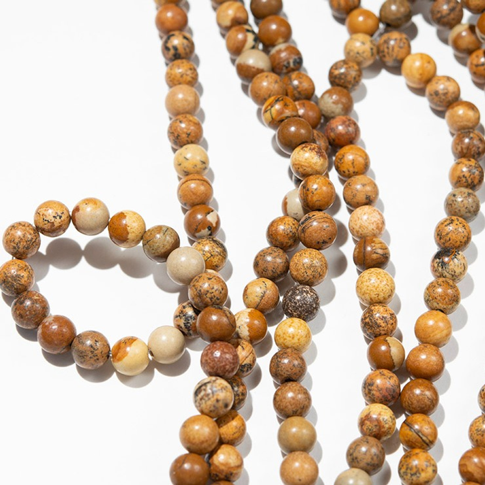 Пейзажная яшма натуральная, 6,9мм, шар