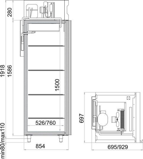 Холодильный шкаф Polair CV107-G (нерж)
