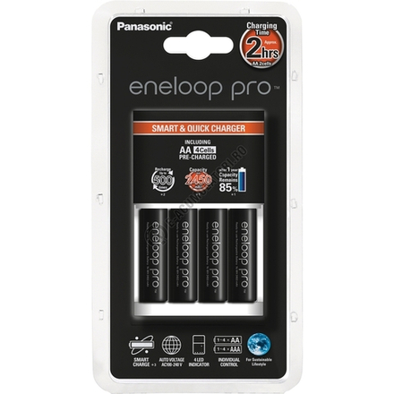 Зарядное устройство Panasonic Eneloop Smart & Quick K-KJ55HCD40E + 4шт АА 2500 mAh