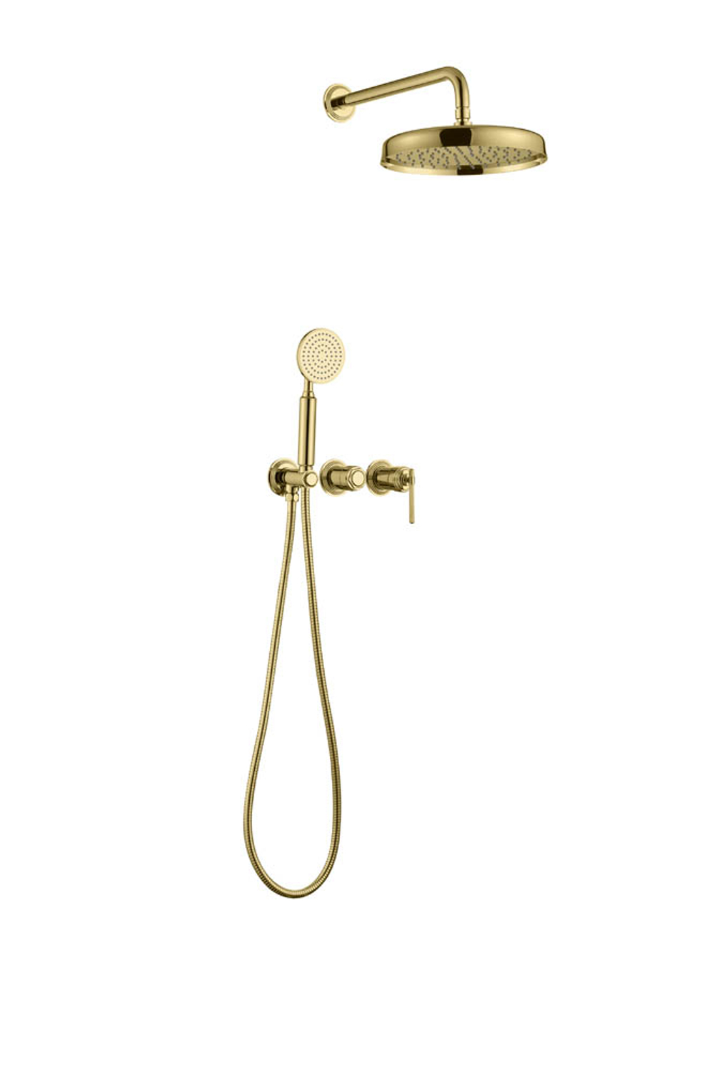 Смеситель встроенный + верхний+ ручной душ, ETERNA GOLD