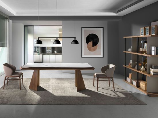 Обеденный стол 1106/MI2207T из керамики и орехового дерева 220х110 см Angel Cerda Испания