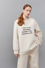 СВИТШОТ «EXPENSIVE SHIT» МОЛОЧНЫЙ