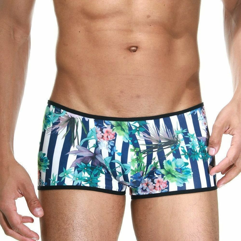 Мужские трусы хипсы синий микс с черной окантовкой Cosmos Colors FR30_BG