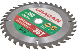 Диск пильный по дереву Optima 190х20/16 мм, 36Т URAGAN 36801-190-20-36_z01