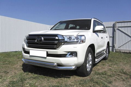 Защита переднего бампера (нержавейка) Toyota Land Cruiser 200 (2015-2021) d76+d57