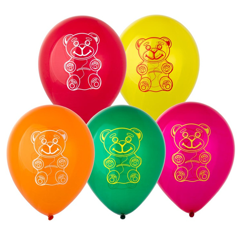 Шар латексный 30см Мишка мармеладный (Ассорти)