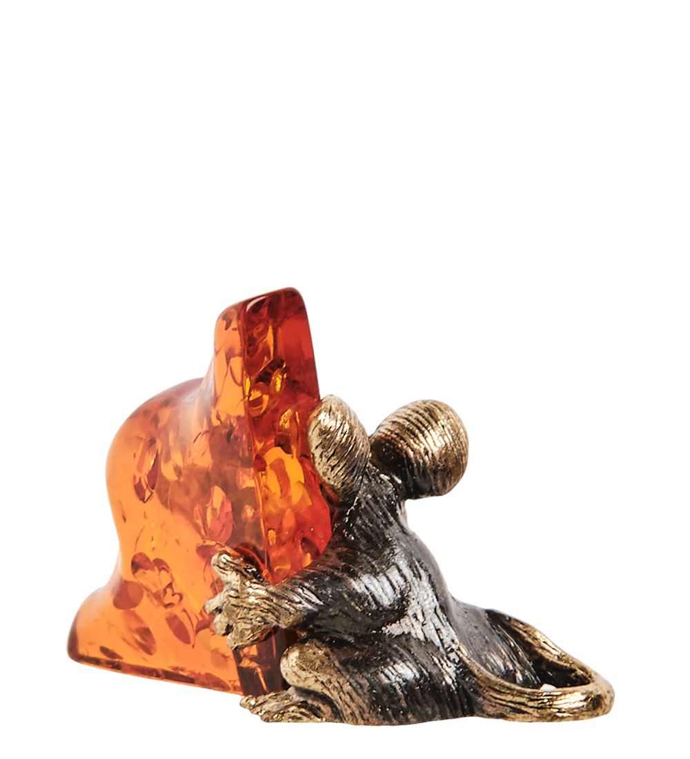 Народные промыслы AM- 292 Фигурка «Жадная мышь» (латунь, янтарь)