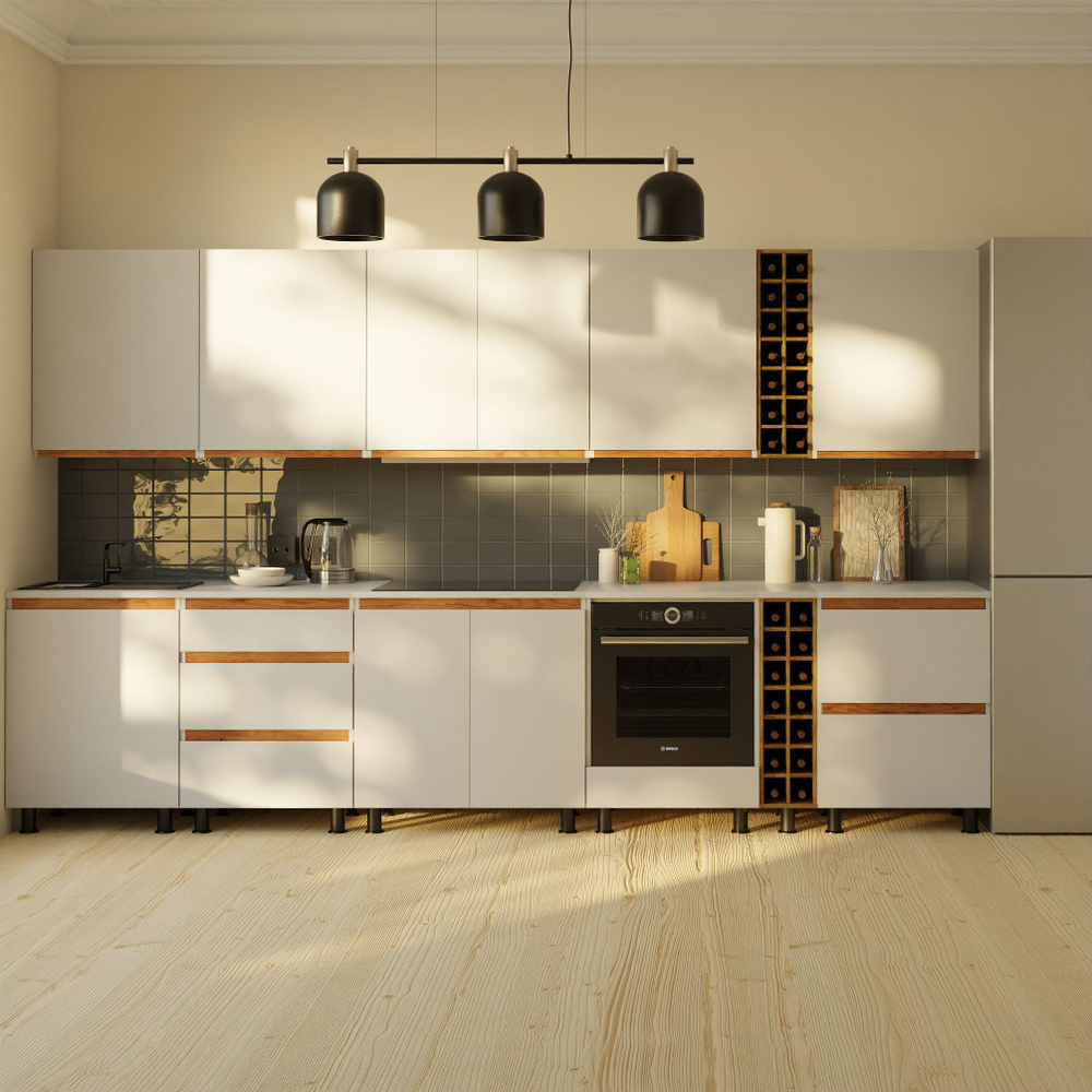 Кухонный модуль напольный 60х45х83, Валенсия, с ящиками, с дубовыми панелями, на ножках / белый, массив дуба, Dipriz