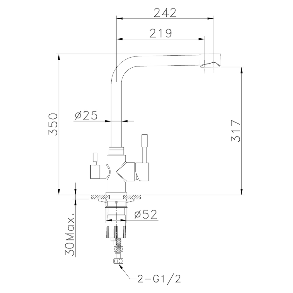 LM5060S Эксперт Смеситель для кухни с подключением к фильтру питьевой воды, сталь (к/к 10)