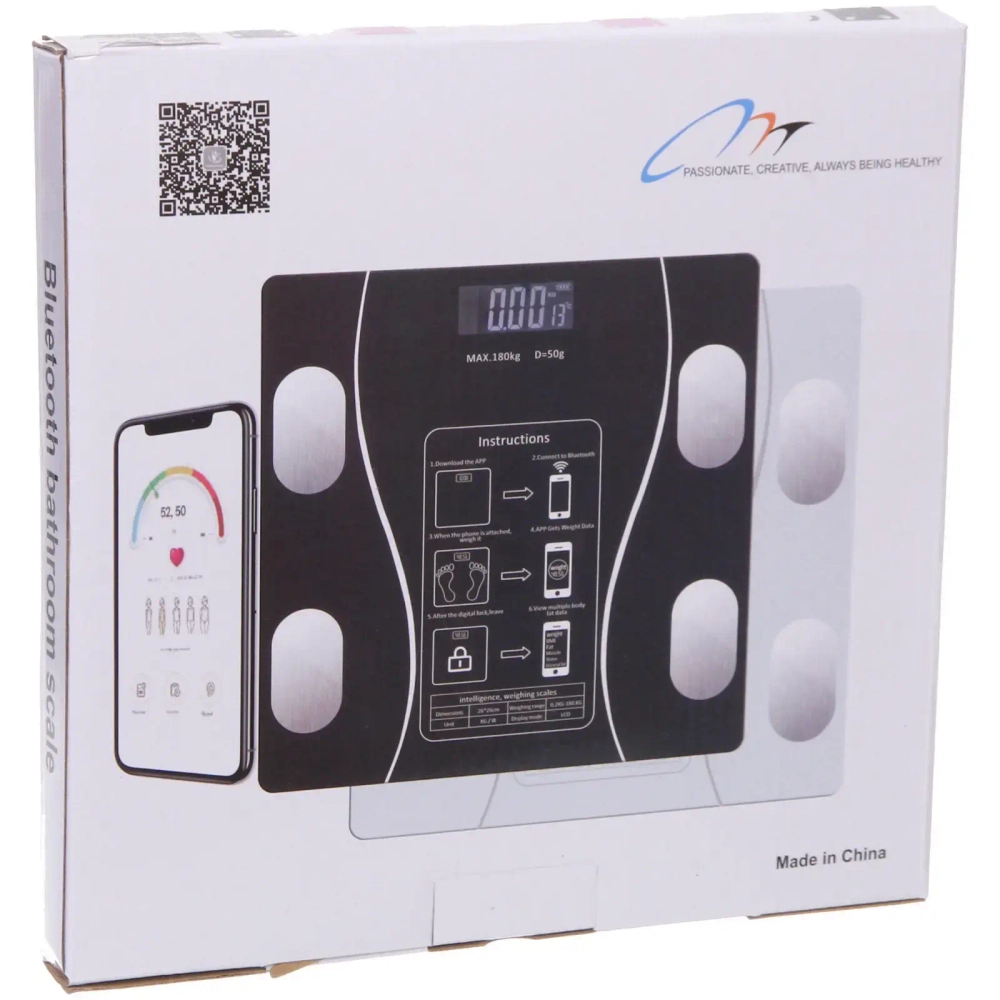 Весы напольные электронные «SMART-Weight» 26*26*0,4 см, bluetooth (работает от 2хААА), Белый