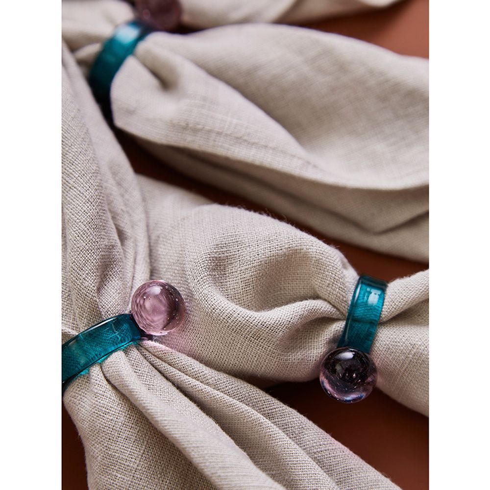 Набор из 4 колец для салфеток Orb, Ø4 см, бирюзовые/розовые