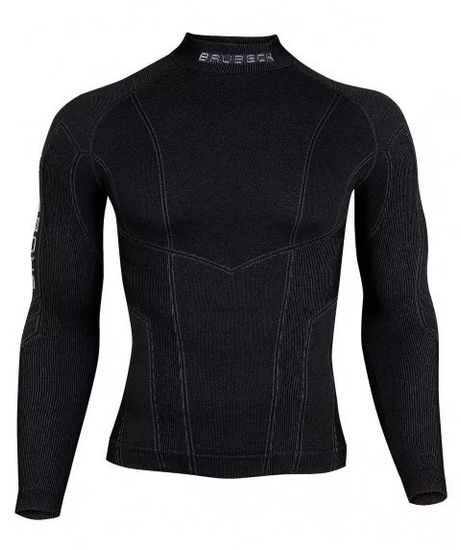 Мужская терморубашка BRUBECK Wool Merino 61% LS10510, чёрная