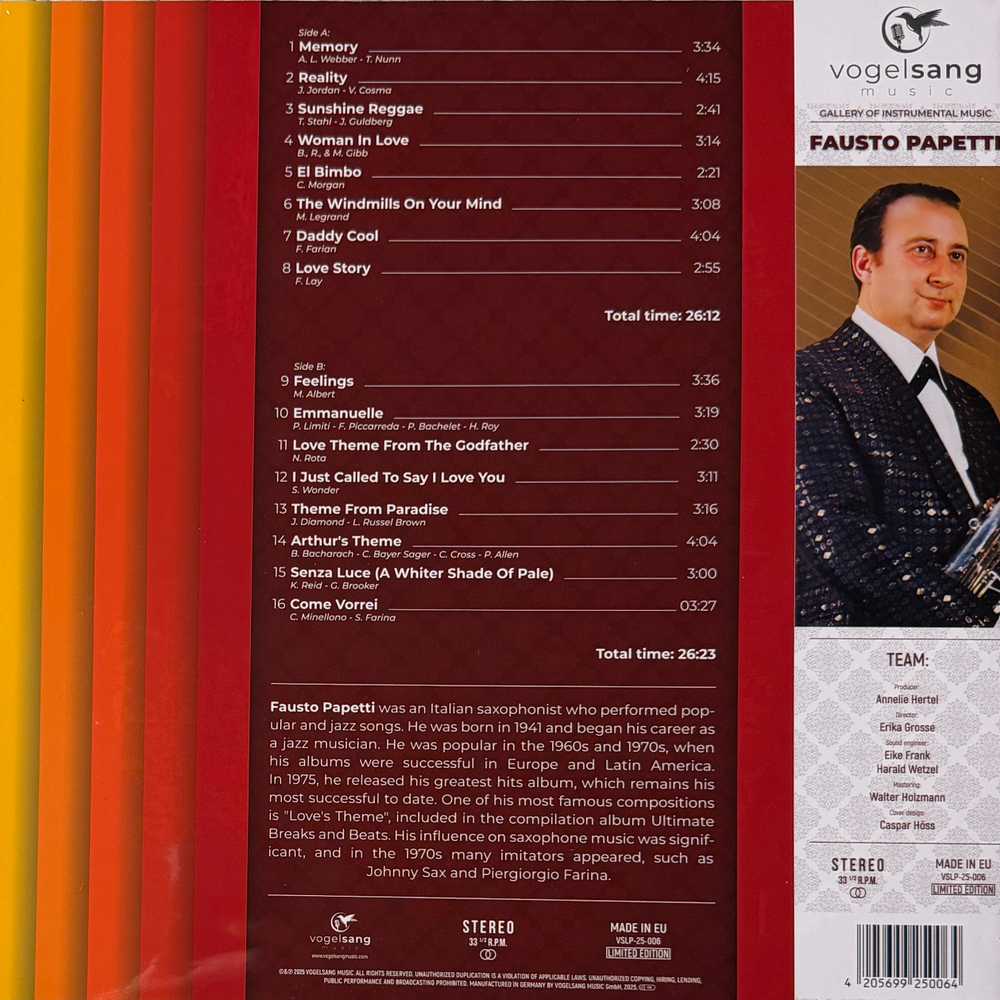 Fausto Papetti ‎– The Greatest Hits Of All Time (Россия 2025г.)