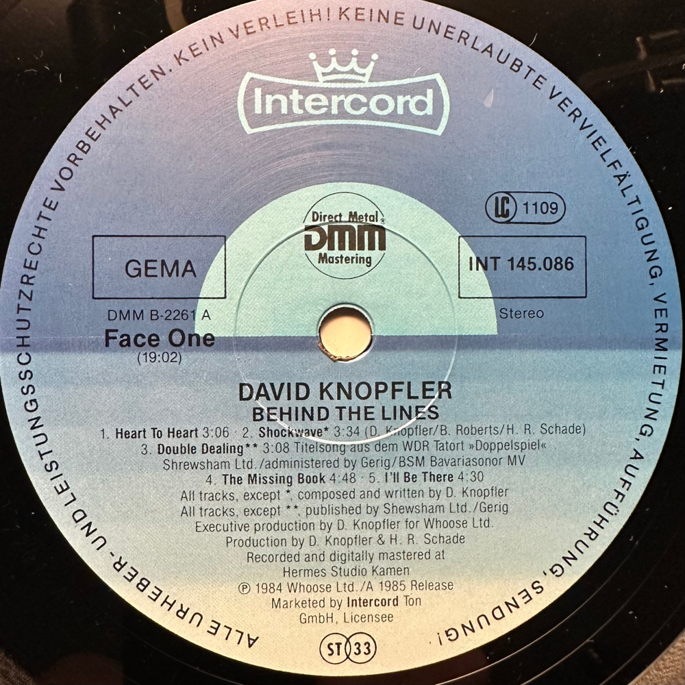 David Knopfler - Behind The Lines (Германия 1985г.)