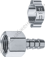 ЗУБР штуцер ″елочка″, 8 мм - 1/4″F, переходник с обжимным хомутом, Профессионал (64923-1/4-08)