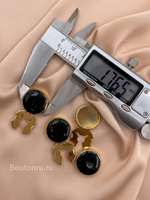 Накладки на пуговицы золотистые черная эмаль (клипсы)