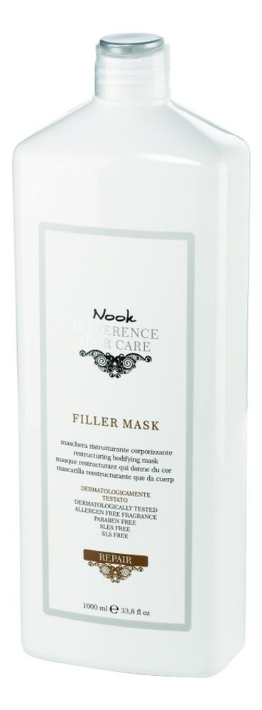 Nook  Восстанавливающая оживляющая маска для сухих и поврежденных тонких волос Ph 4,0- Repair Filler Mask ,  1000 мл