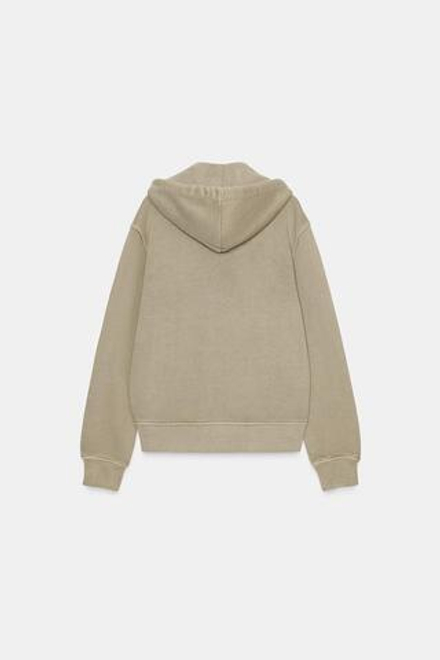 ZARA ХУДИ С КАПЮШОНОМ И ЭФФЕКТОМ ПОТЕРТОСТИ, КАМЕННО-СЕРЫЙ