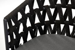 "Диего" стул плетеный из роупа, основание дуб, каркас из стали темно-серый (RAL7024) муар, роуп темно-серый круглый, ткань серая