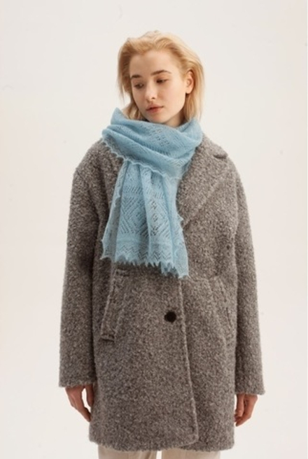 Оренбургский пуховый палантин А14060-04  голубой