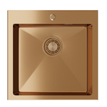 Мойка настол.монтаж 50х50 (3,0) вып 3 1/2  MIXLINE PRO С ФАСКОЙ 20см с сифоном (бронза)