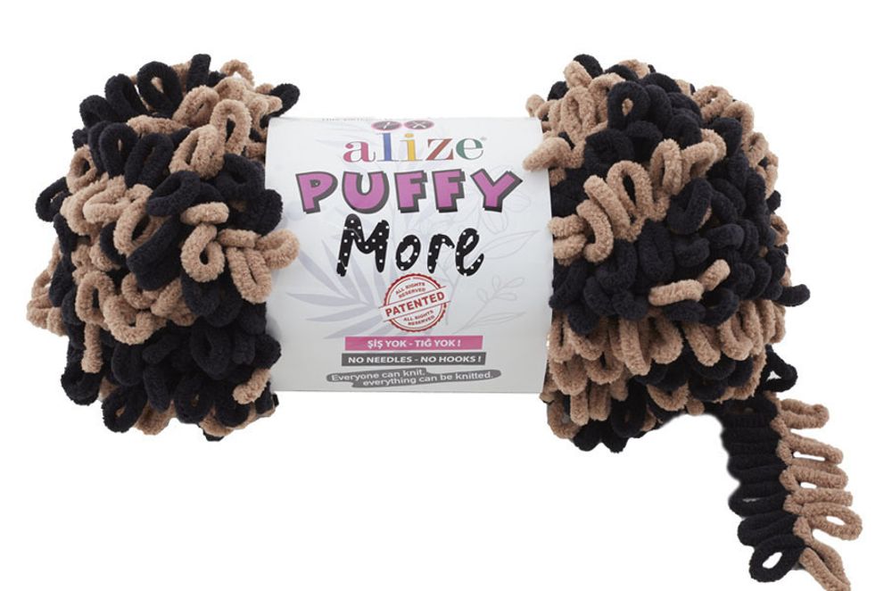 ALIZE &quot;PUFFY MORE&quot;, 100% Микрополиэстер, 150 гр, 11,5 м, 6289 чёрный/бежевый
