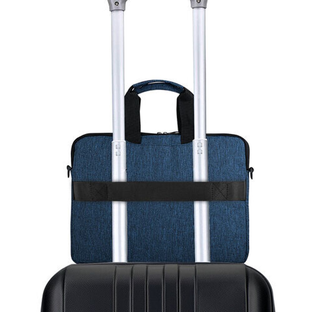 Сумка портфель HEIKKI NOVATION (ХЕЙКИ) с отделением для ноутбука 13-14", багажная лента, синяя, 28х38х3 см, 272593