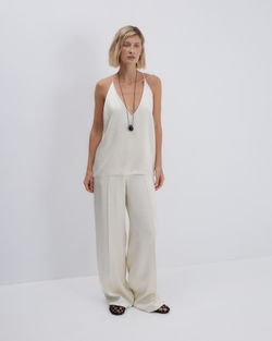 Брюки прямого кроя из вискозы Берберри молочный