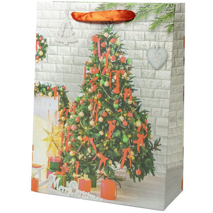 Пакет подар. бум. новогодн. 18*23*10см 210гр/м "Ёлка" 4 дизайна, глиттер, 1 дизайн в упаковке