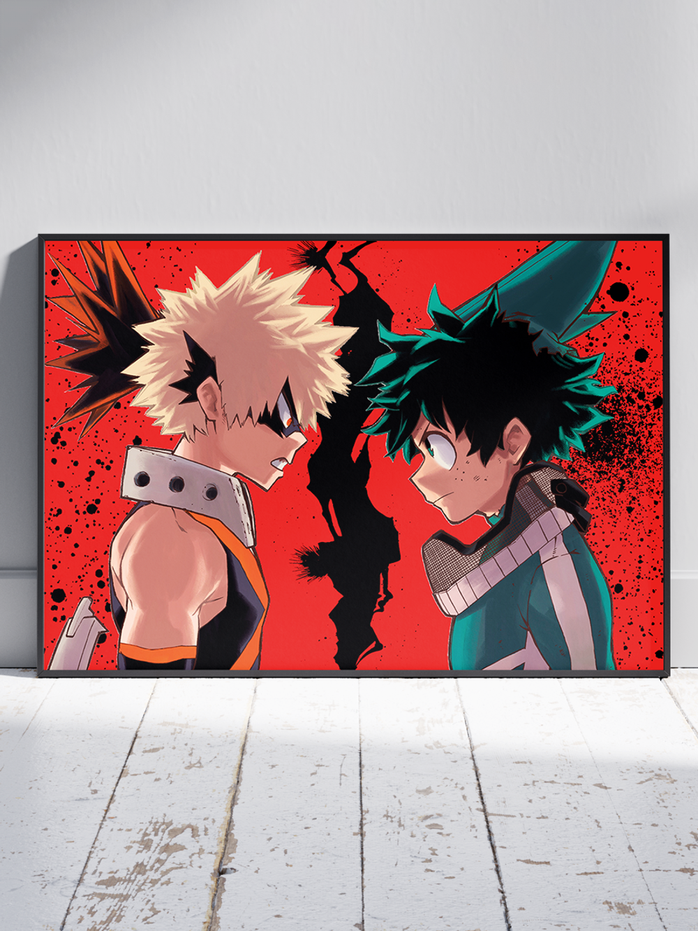 Постер плакат Бакуго И Мидория На Красном Фоне My Hero Academia Моя Геройская Академия