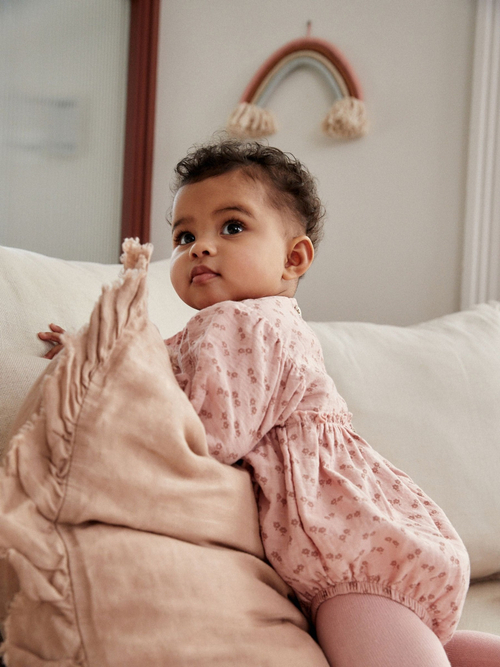 Боди с длинным рукавом и колготки в комплекте для девочек Next Q94-795, Розовый